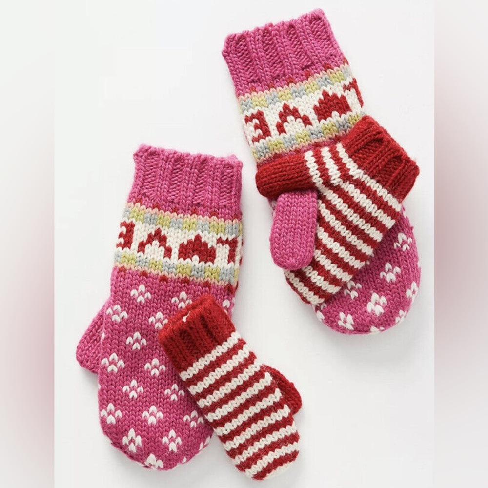 New🌟 Anthropologie Mommy & Me Love Wool Mitten Set